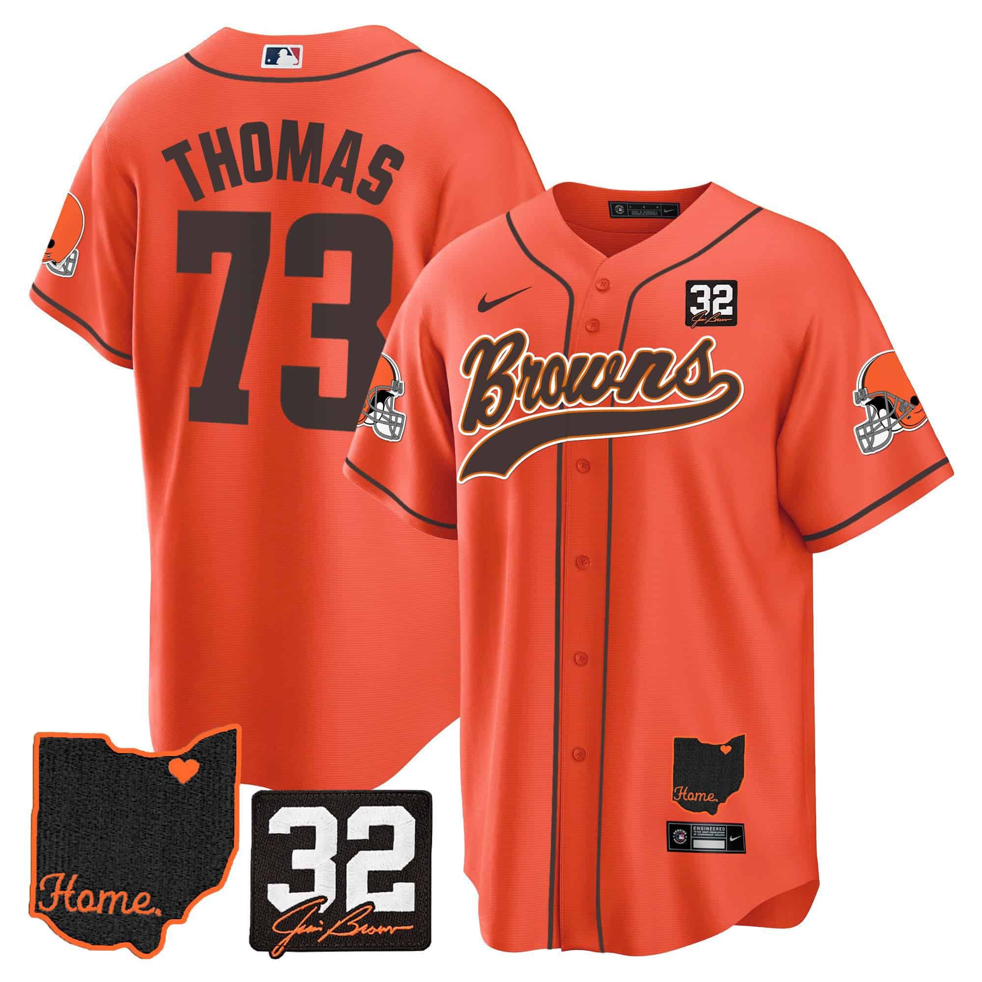 Men Cleveland Browns #73 Thomas Orange Memorial Home Patch Baseball 2024 Nike NFL Jersey->indianapolis colts->NFL Jersey